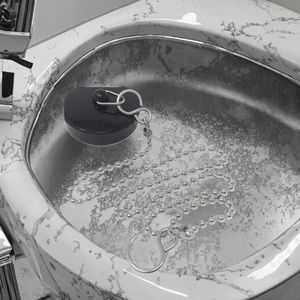 Tapón de lavabo de Metal cromado moderno al por mayor con tapón de fregadero de cadena para baño cocina China colador de residuos de goma <span class=keywords><strong>bañera</strong></span> - Product Image 2