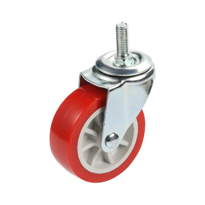 Red Pvc Industrial Caster 3 Inch Rigid Screw Operated Furniture Caster Durable Lightweight - Product Image 4