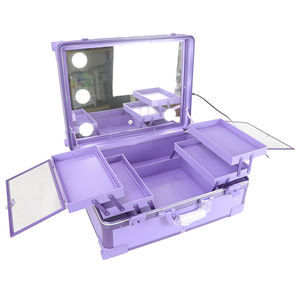 ماكياج السفر القطار حقيبة مهنةماكياج محطة ماكياج مع 3 أضواء قابل للتعديل وعجلات مضاءة المتداول السفر حالة مستحضرات التجميل - Product Image 6