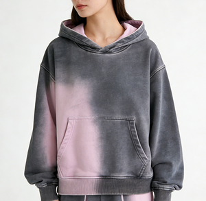 Sudadera con Capucha Degradada Lavada Estilo Vintage para Mujer, Estilo Americano Y2K Hip Hop Joker, Casual Holgada, Personalizada OEM ODM - Product Image 1
