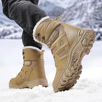 Bottes de neige pour hommes grandes tailles (EU 40-47) Imperméables Bottes tactiques d'hiver pour l'extérieur Doublées de polaire Antidérapantes Bottes de randonnée Polyuréthane