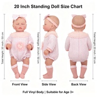 Poupée Bébé Reborn Réaliste Noire de 55,88 cm (22 po) avec Corps Entier en Vinyle, Corps en Tissu Léger et Pondéré, Tenue Florale Rose, Jouet de Collection pour Fille