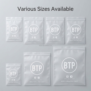 MOQ 100 Free Sample Resealable Zip Lock Cloth Packaging Plastic Black Matte Frosted Slider Three Side <strong>Seal</strong> Zipper <strong>Bag</strong> With Logo - Product Image 2