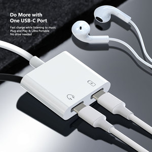 Vente en gros 2 en 1 Type C mâle vers prise casque 3.5mm Type C femelle convertisseur adaptateur convertisseur avec port de charge femelle Type C - Product Image 6