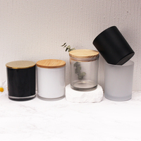Bocaux à bougies en verre aromatique à large ouverture, colorés, noir mat, blanc, réutilisables, transparents, givrés, imprimés à l'écran, personnalisables, en bambou, en bois