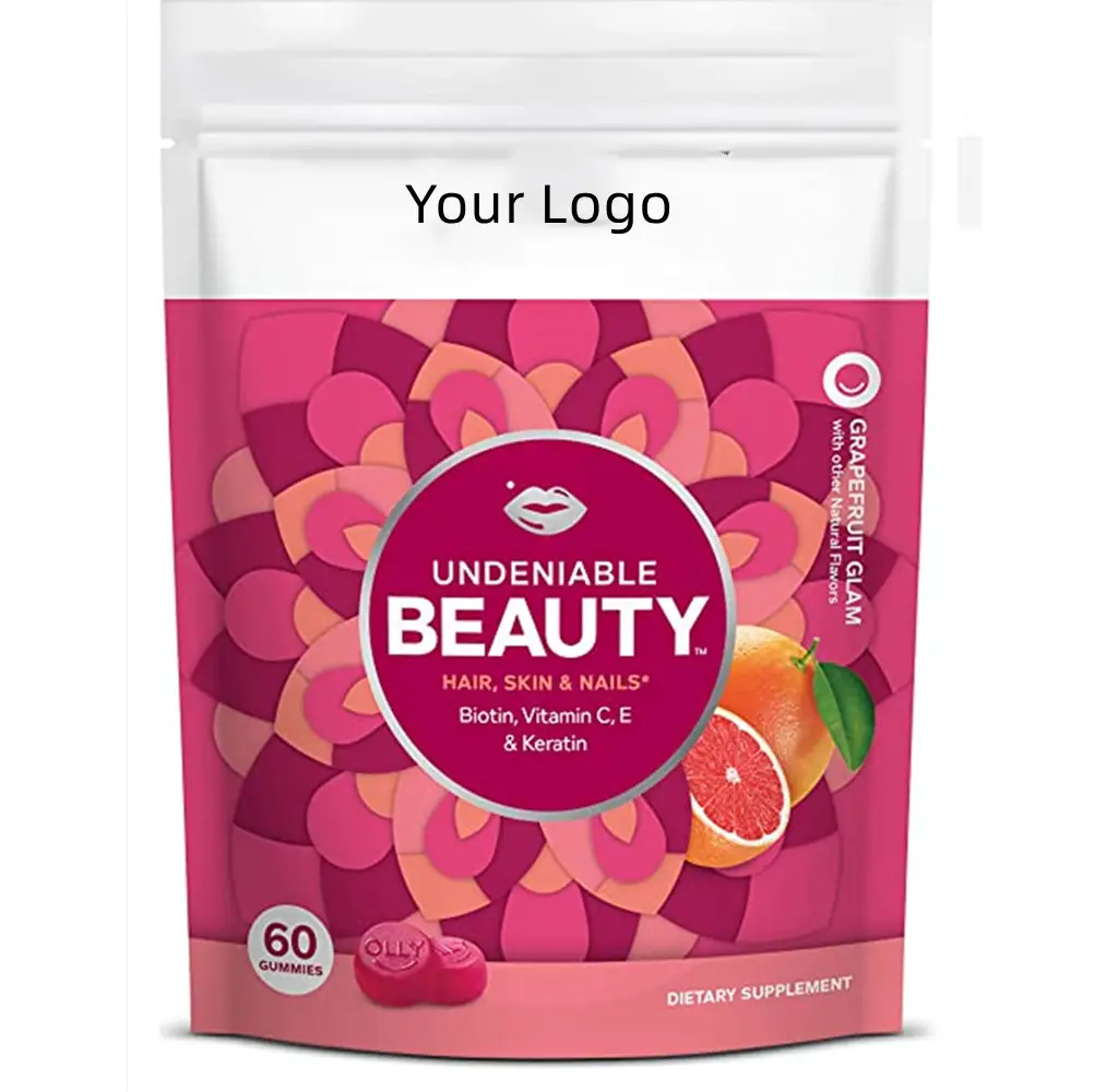 Atacado Beleza Gummy Candy Private Label Suplementos De Beleza Para Cabelo Pele Unhas Biotina Vitamina C Queratina Suplemento Mastigável