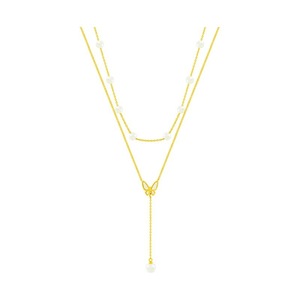 Collar de Perlas y Mariposas en Acero Inoxidable Chapado en Oro de 18K para Mujer, Modelo XL016, Lujoso, Resistente al Agua y al Deslustre - Product Image 2
