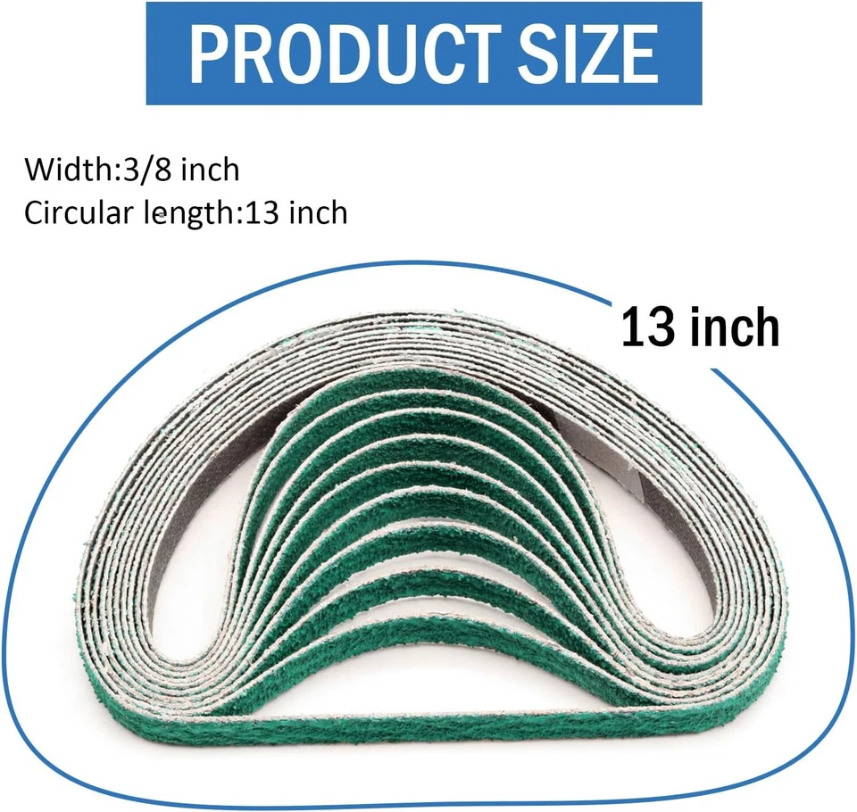 uxcell 10pcs 3/8 x 21 Sanding Belts 80 Grits Zirconia Abrasive Belt Sander Paper Sanding Papers for Metal Alloy Wood Grinding Polishing, Blue