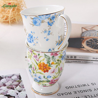 Ensemble de tasses à café en céramique de haute qualité, design floral, en porcelaine fine, avec finition émaillée, style nordique, personnalisable, idéal comme cadeau créatif.
