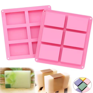 Molde de Silicona para Pastel, Libre de BPA, Antiadherente, con 6 Cavidades Cuadradas, para Jabón, Resina, Manualidades - Product Image 1