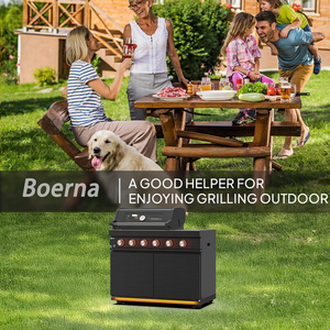 Barbacoa de Gas Boerna de 4 Quemadores con Gabinete, Cocina Exterior Independiente, Cocina Integrada BKQ411001 - Product Image 1