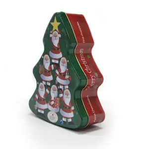 Nieuwe Aankomst Promotie Kerstboomvormige Metalen Snoep Chocolade Koektrommel Doos Decoratie Geschenk Blikken Dozen