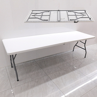Table de salle à manger pliable Senruihome 6 pieds, durable, moderne, en plastique, légère, résistante aux UV, imperméable, pour hôtel, villa, sous-sol