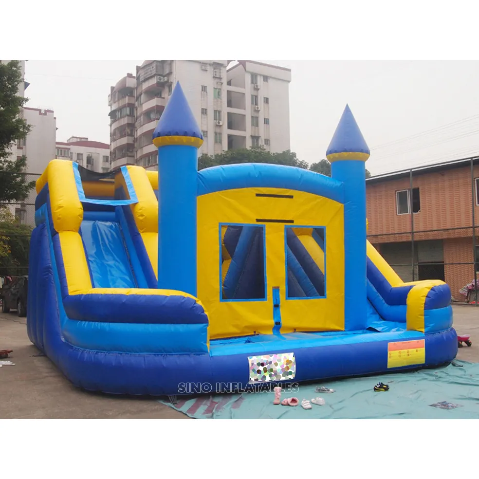상업 급료 아이 Sino inflatables에서 옥외 튀는 당을 위한 활주 n 수영장을 가진 팽창식 물 되bounce 집