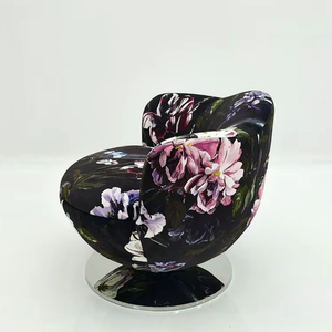 Sedia Girevole Moderna con Stampa Floreale Artistica, Poltrona Imbottita per Negozio di Fiori, Lounge e Arredamento VIP per Bar Cocktail Retrò - Product Image 5