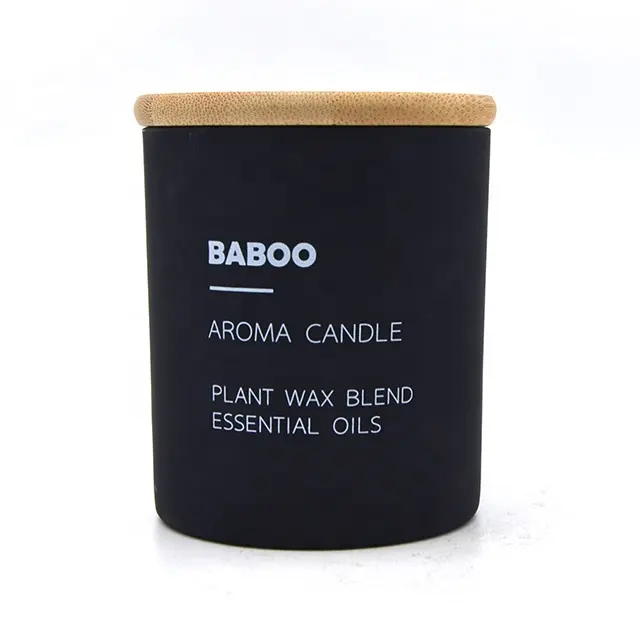 LA07MZ-vela perfumada con tapa de bambú, vela de vidrio con pantalla de seda esmerilada, con impresión directa de fábrica, 7 oz