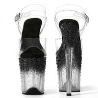 Chaussures de pole dance personnalisées de 8 pouces, plateforme transparente, strass dégradés, talons transparents en PVC pour la scène de boîte de nuit