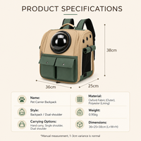 Sac à dos de transport pour animaux de compagnie (chats et chiens) de style capsule, en tissu Oxford, grand espace, respirant, durable, de luxe, capacité maximale 7 kg, idéal pour la randonnée et les voyages, vente en gros