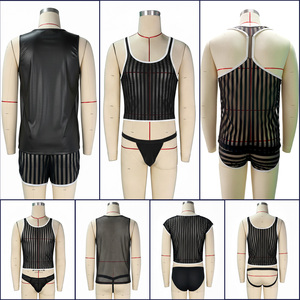 Slips pour hommes à découpe arrière pour un ajustement mince, 90% nylon 10% élasthanne, tricot rayé |   Sous-vêtements de mode OEM disponibles, caleçons pour hommes - Product Image 2