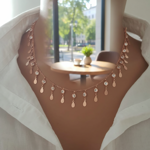 Rose Gold P.925K Sterling <b>Silver</b> Drop Minimalist <b>Choker</b> Drop Necklace - Product Image 3