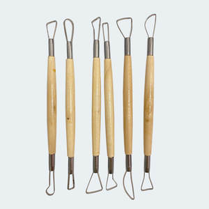 Lot de 6 outils à double face avec manche en <span class=keywords><strong>bois</strong></span> pour argile - Ensemble de <span class=keywords><strong>sculpture</strong></span> et modelage pour poterie et cire - Product Image 5