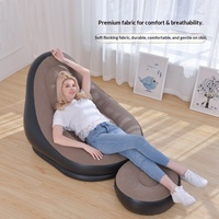 Fauteuil gonflable relaxant en PVC floqué respirant, pliable avec repose-pieds, pour la sieste