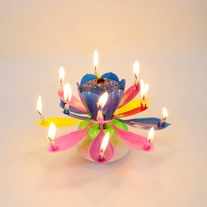 Rétro créatif chantant joyeux <span class=keywords><strong>anniversaire</strong></span> musique <span class=keywords><strong>chanson</strong></span> Surprise Double tourbillonnant ouvert multicolore Lotus bougie gâteau décoration - Product Image 3