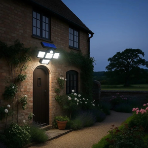 Outdoor Solar Garden <b>Light</b> with Remote 4 Heads Motion <b>Sensor</b> Lamp IP65 Waterproof 270 Wide Angle Wall <b>Lights</b> with 3 Modes 198Led - Product Image 4
