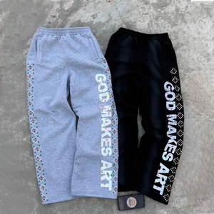 Pantalons de survêtement pour hommes Jogging en molleton Coupe ample Couleur et taille personnalisées Jambes larges Service OEM Logo personnalisé XL à prix de gros - Product Image 2