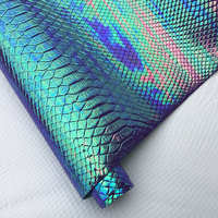 Tela de Cuero Sintético de Vinilo con Estampado de Serpiente y Relieve Iridiscente Clásico para Bolsos