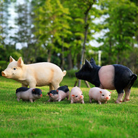 Sculpture de cochon noir réaliste de grande taille en fibre de verre renforcée, faite à la main, lumineuse, pour la décoration extérieure de pelouse et de paysage