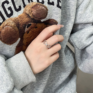 S925 Sterling Silver Hollow Twisted Cross <b>Ring</b> For Women Geometric Design Everyday Wear - Product Image 1