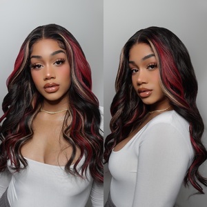 ISEE New Body Wave parrucche con 99J borgogna rosso miele biondo mette in evidenza parrucche anteriori in pizzo Color pianoforte per donne nere - Product Image 1