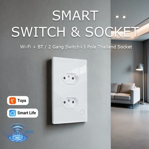 Enchufes y Tomas de Corriente Inteligentes con Función de Temporizador, Estándar Estadounidense, Wi-Fi, <span class=keywords><strong>Tipo</strong></span> Tailandés, y Interruptor de Luz de Pared Inteligente Doble de 2 Botones - Product Image 2