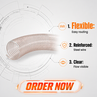Tuyau d'aspiration en PU transparent industriel pour ventilation, renfort tressé en fil d'acier simple de 2,0 mm, conception ondulée, -40°C