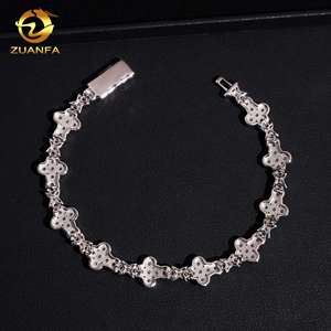 USA Local Stock Shipping Moissanite Cross <strong>Bracelet</strong> <strong>Solid</strong> 925 Sterling <strong>Silver</strong> Gold Plated Moissanite Diamond Cuban Link <strong>Bracelet</strong> - Product Image 5