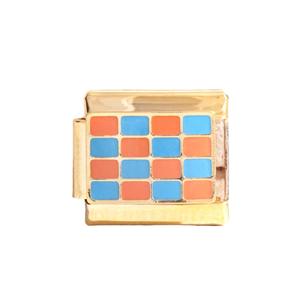 Italian Modular DIY Bracelet Zinc Alloy Checkerboard Geometric Detachable Unisex Jewelry Set - Product Image 3