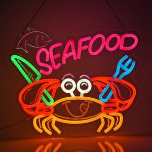 Seafood Letreros Neon LED indoor hanging ambient light shop <b>sign</b> wall decoration light entrance indicator light luminous <b>sign</b> - Product Image 1