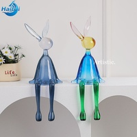 Décorations d'intérieur de luxe créatives faites à la main, en fer et résine, ornements de lapin aux longues oreilles assis pour les meubles TV et les entrées