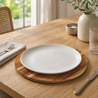Groothandel Veelzijdig Servies Rond Acacacia Hout Oplader Plaat Voor Diner Gerechten Snack Dessert Salade Vruchten Voor Plaats Instelling