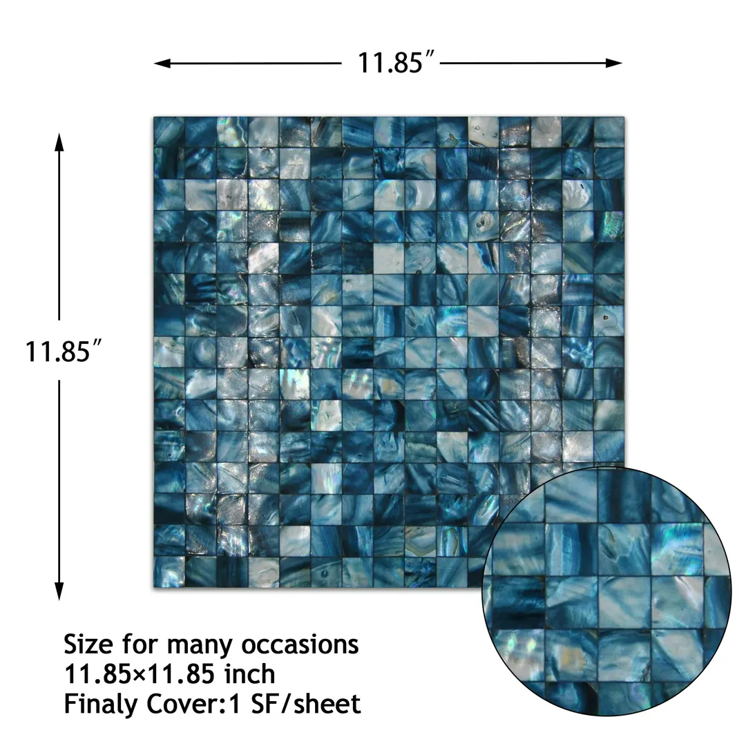 KASARO Blue Mother Of Pearl Sea Shell Mosaic Tile Swim Mosaic Pool Shell Mosaic Tiles