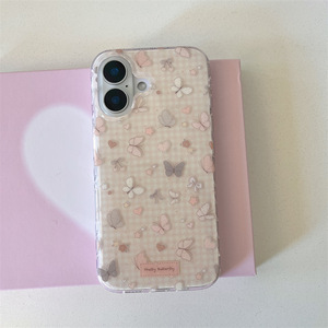 เคสโทรศัพท์ลายสก็อตผีเสื้อวิบวับแบบสองชั้นสำหรับ iPhone 17 Pro Max 16 15 14 รุ่นสปริง เจนเทิล กลิตเตอร์ สำหรับสาวๆ - Product Image 4