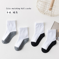 5 paires/lot automne hiver haute élastique Simple enfants chaussettes coréen coton rayures couleur unie garçons filles chaussettes 1-12 Y
