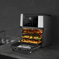Oven Listrik Multifungsi Stainless Steel Laris Manis, Air Fryer Kapasitas Besar 12L, Komersial Rumah Tangga Digital Pintar