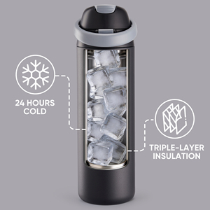Botella de Agua Portátil de Acero Inoxidable con Aislamiento de Triple Capa, Operación con una Mano, Tapa 2 en 1 con Bloqueo y Asa de Transporte, Mantiene el Frío Durante 24H - Product Image 2