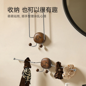Wall Mounted Hair Accessory Organizer With Wooden Ball Design For Bathroom Storage And Jewelry Hanging - Product Image 3