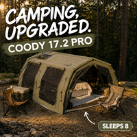 Tente gonflable Coody 17.2 Familia Pro Air - Vert armée - Fournitures de camping - Tente tunnel gonflable pour aventures en plein air