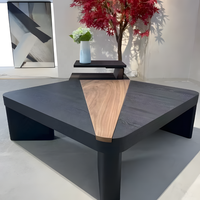 Table basse italienne de luxe en olivier massif, patchwork, durable, écologique, moderne, carrée, pour salon