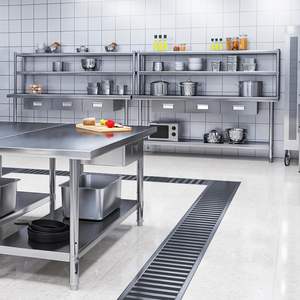 ציוד מטבח מסחרי 72 \ "x 24 \" שולחן עבודה נירוסטה עם <span class=keywords><strong>3</strong></span> מגירות ומדף 72 "x 12" לאחסון תקורה - Product Image 3