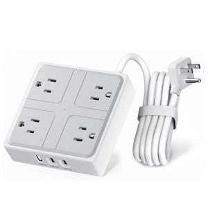 Regleta de Enchufes con 4 Tomas de CA, 2 Puertos Tipo C y 1 Puerto USB A, Enchufe en Ángulo de 45 Grados, Protector de Sobretensión para Oficina, Hotel y Hogar - Product Image 1